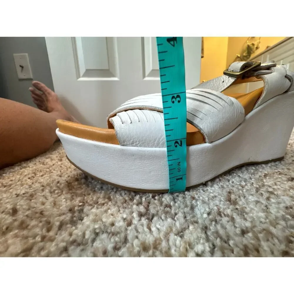 KORK-EASE Women's Sandals, size 12, White, strappy wedge platform shoes